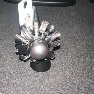 Ami Black and Silver Radiant Ring